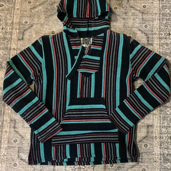 Striped Original Senior Lopez Baja Beach Hoodie Size Small Surfer Beach Mexican - Picture 4 of 11